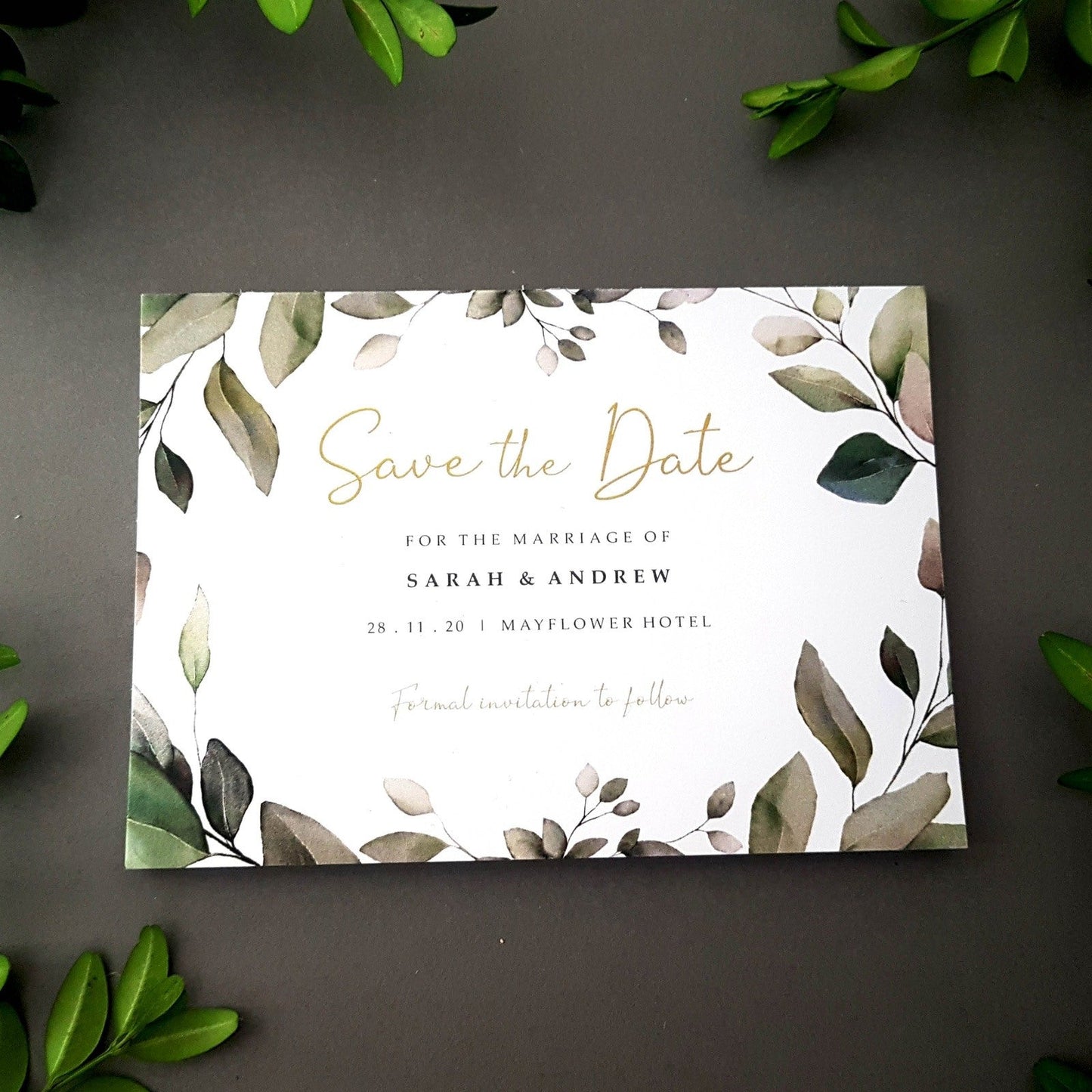 Eucalyptus save the date cards