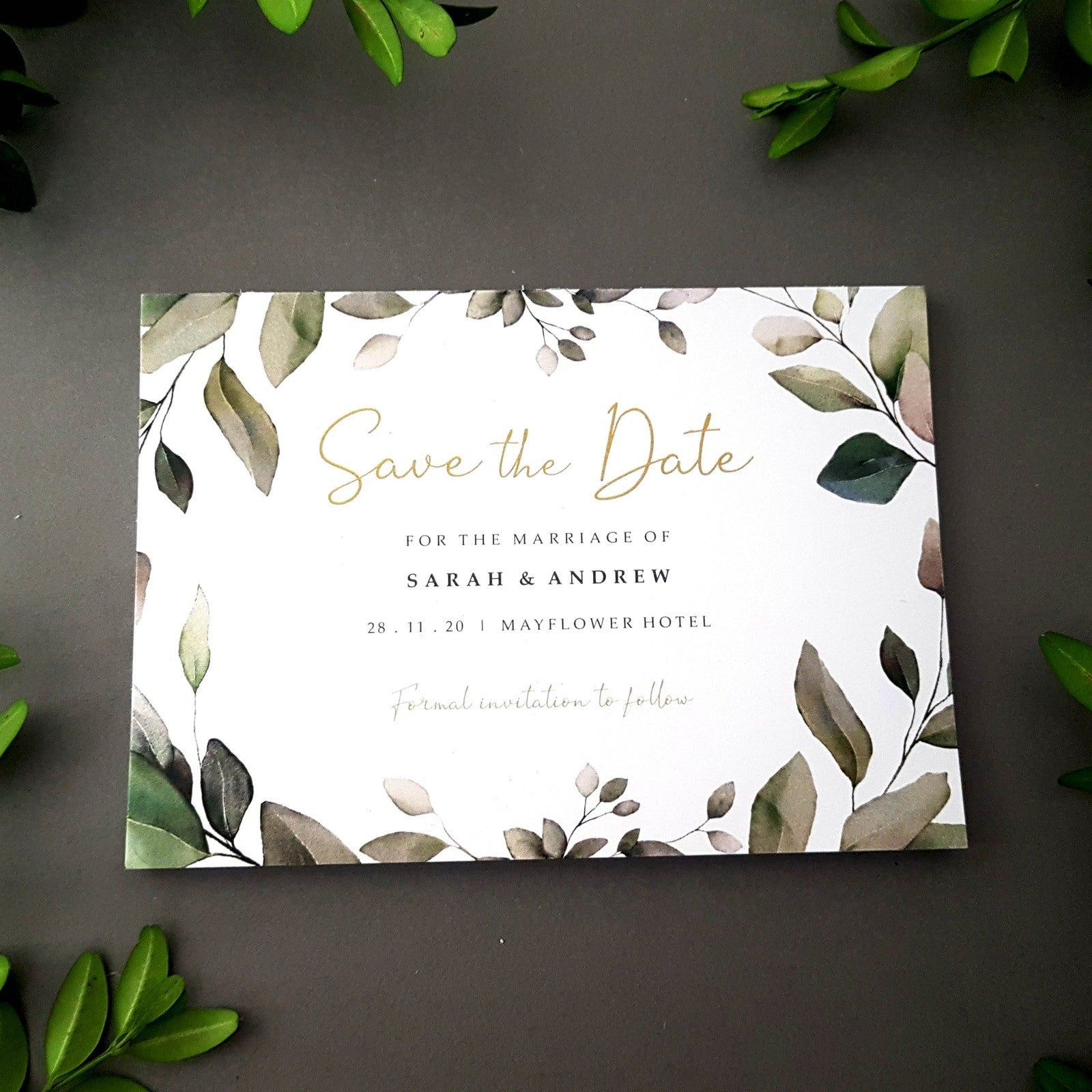 Eucalyptus save the date cards