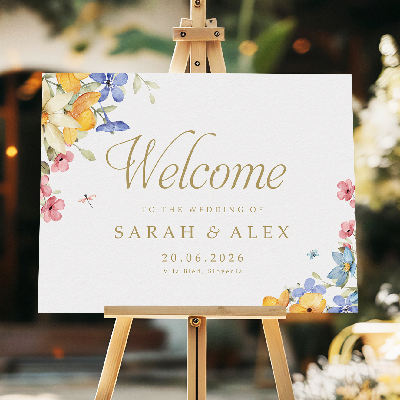 Garden watercolour welcome sign personalised