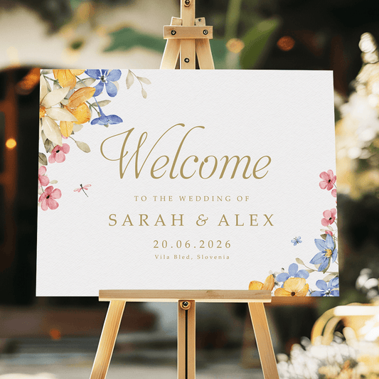 Garden watercolour welcome sign personalised