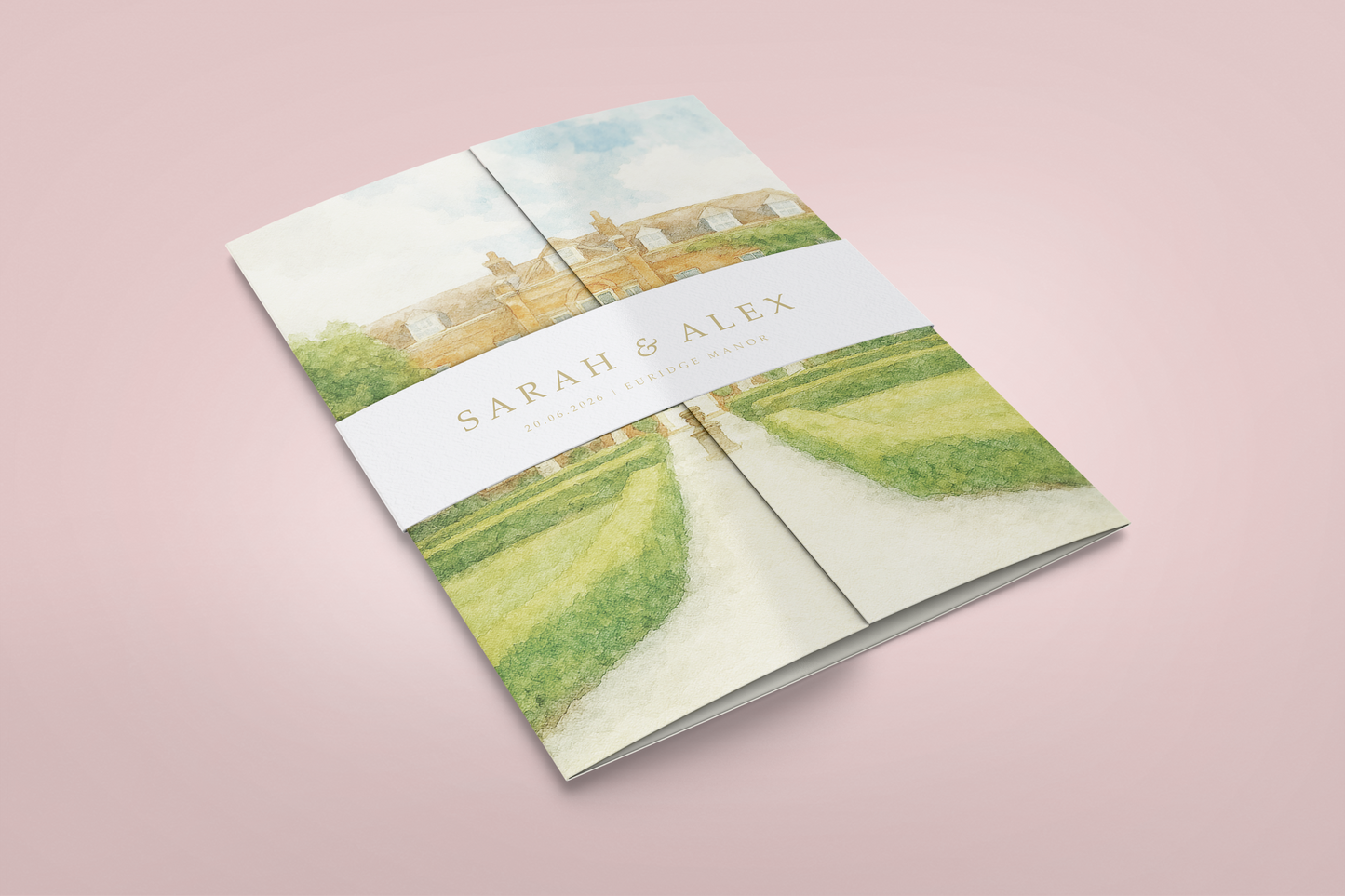 Venue Watercolour Garden Gatefold Wedding Invitations Sample