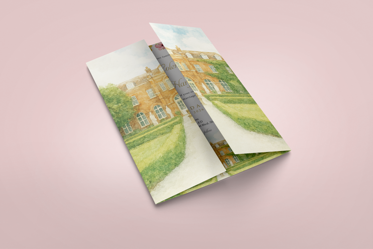 Venue Watercolour Garden Gatefold Wedding Invitations