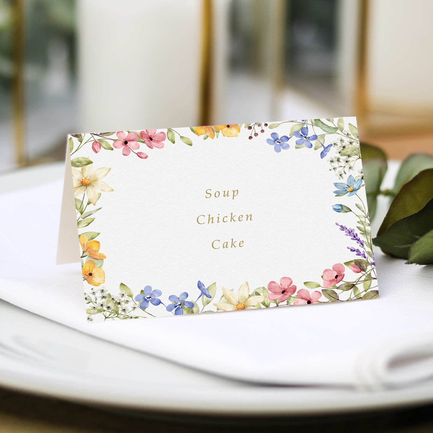Garden Watercolour Wedding Place Cards menu options