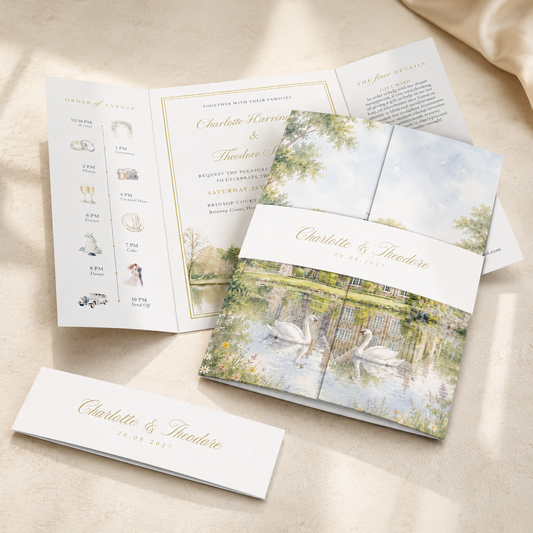 watercolour wedding invitation free sample venue sketch