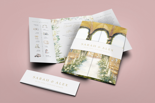 Venue Watercolour Wedding Invitations White Floral Gatefold