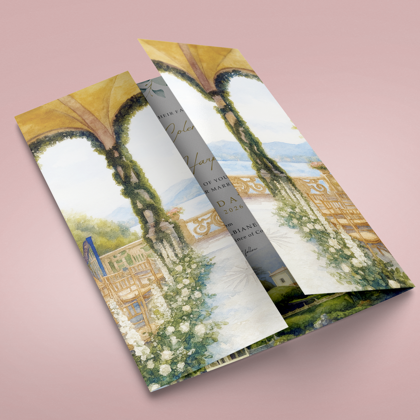 Venue Watercolour Wedding Invitations White Floral Gatefold