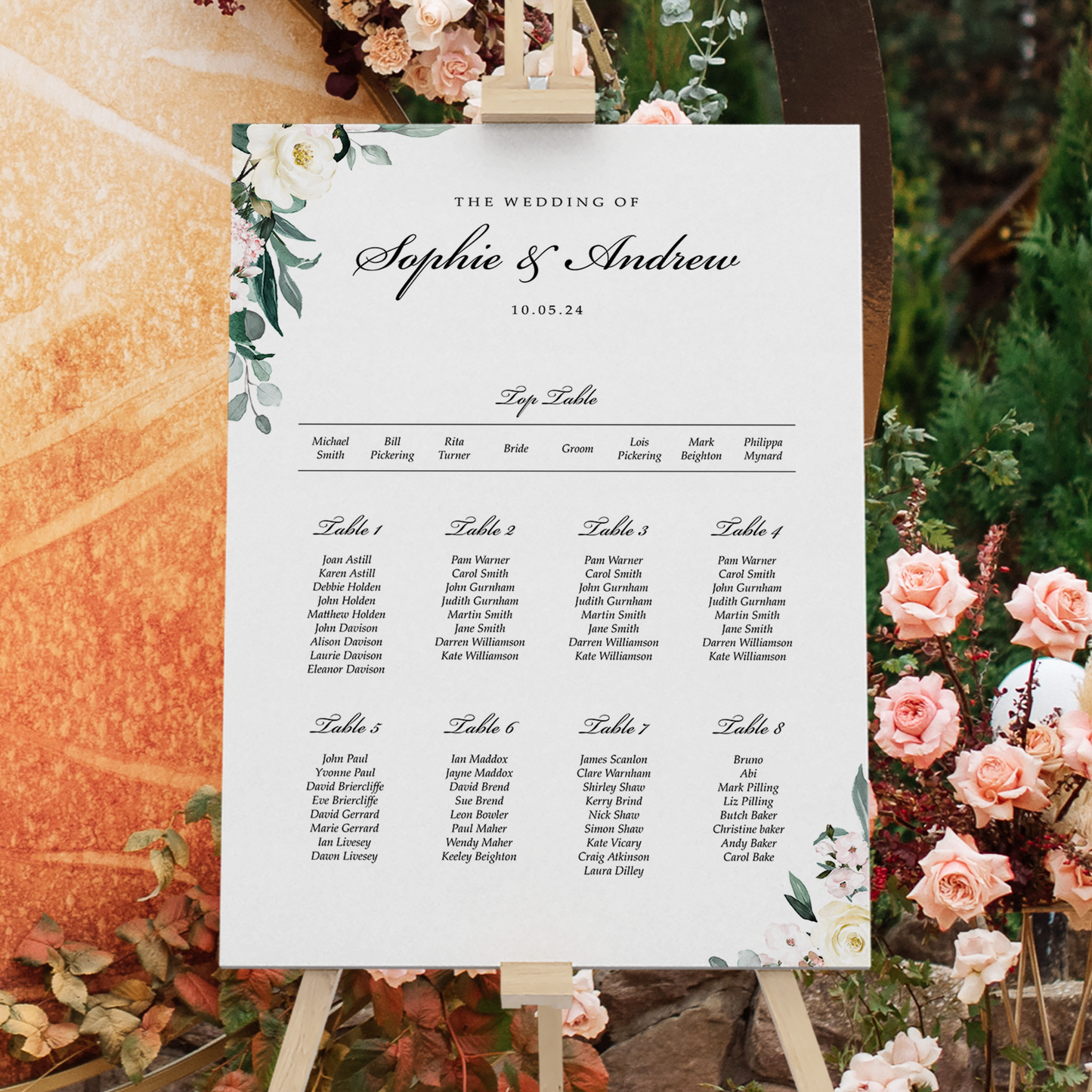 Wildflower Table Plan Seating Chart Sign