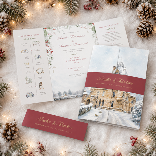 Christmas Winter Wedding Invitations Gatefold Style Sample