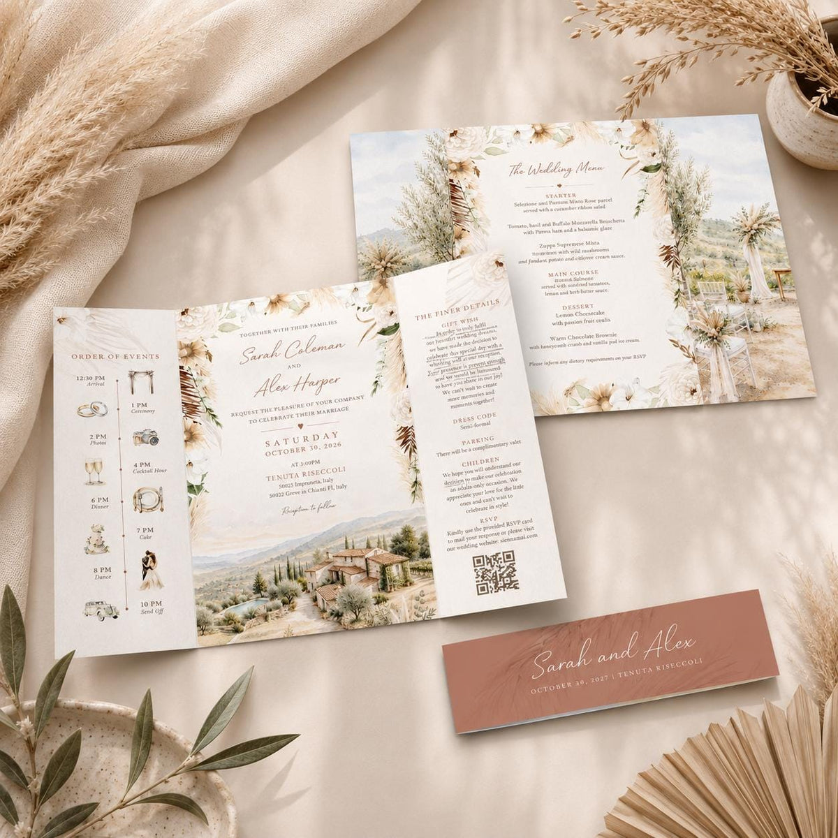 Boho Watercolour Wedding Invitation