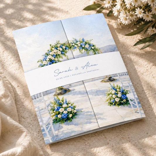 Blue Hydrangea Watercolour Wedding Invitation Set