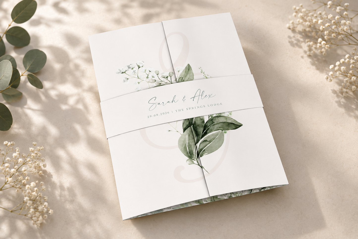 Baby's Breath Gatefold Wedding Invitation Sample
