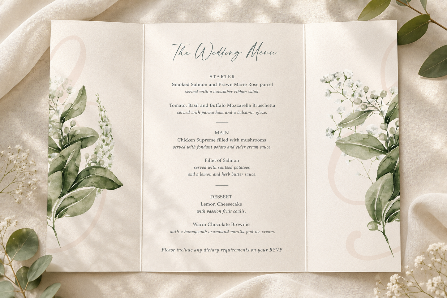 Baby's Breath Gatefold Wedding Invitation Sample