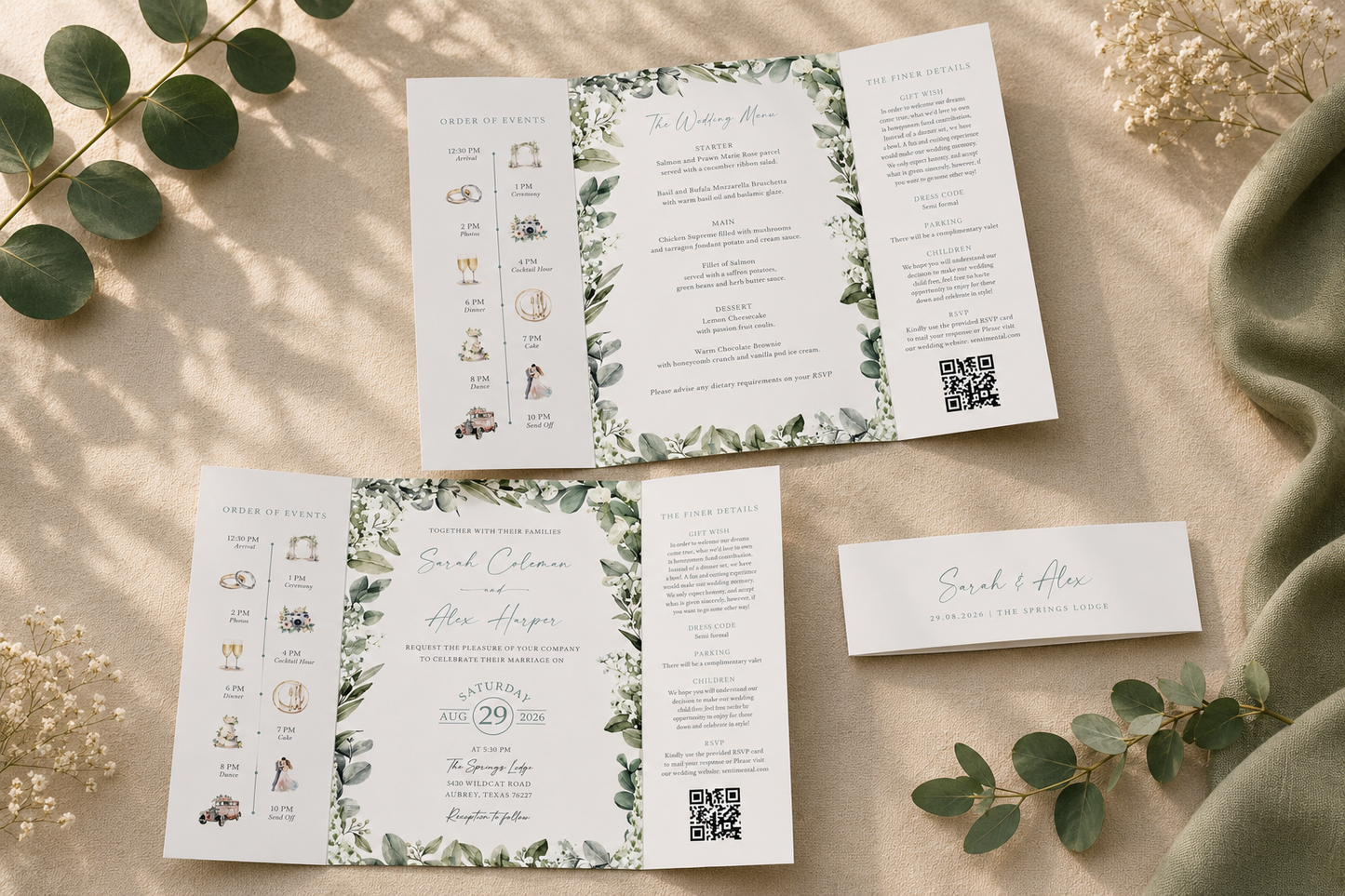 Baby's Breath Gatefold Wedding Invitation Sample