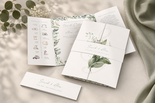 Baby's Breath Gatefold Wedding Invitation Sample