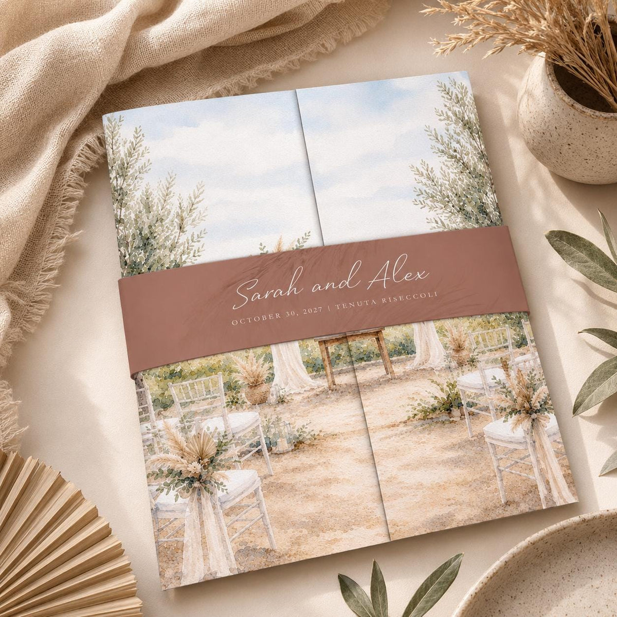 Boho Watercolour Wedding Invitation