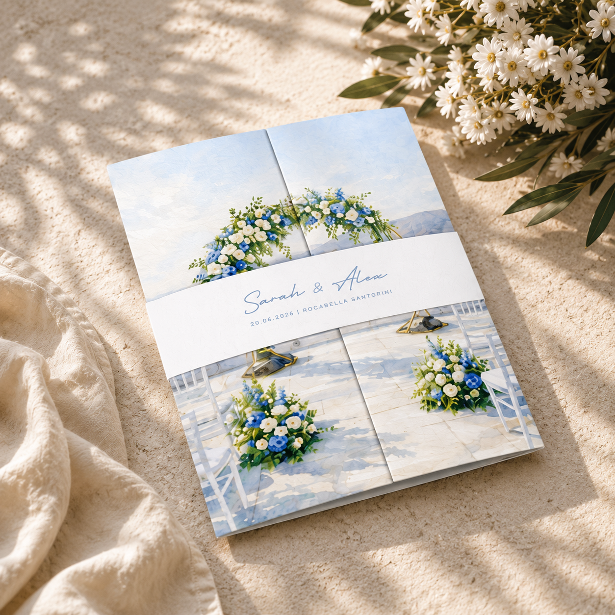 Blue Hydrangea Watercolour Wedding Invitation Sample