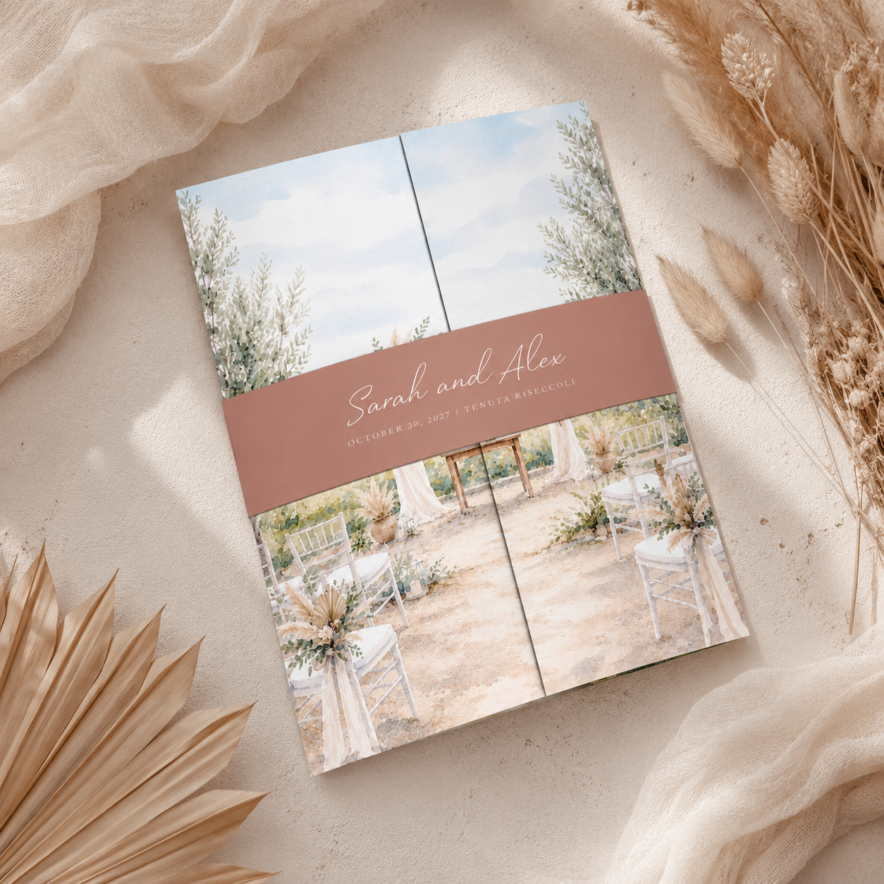 Boho Watercolour Wedding Invitation Sample