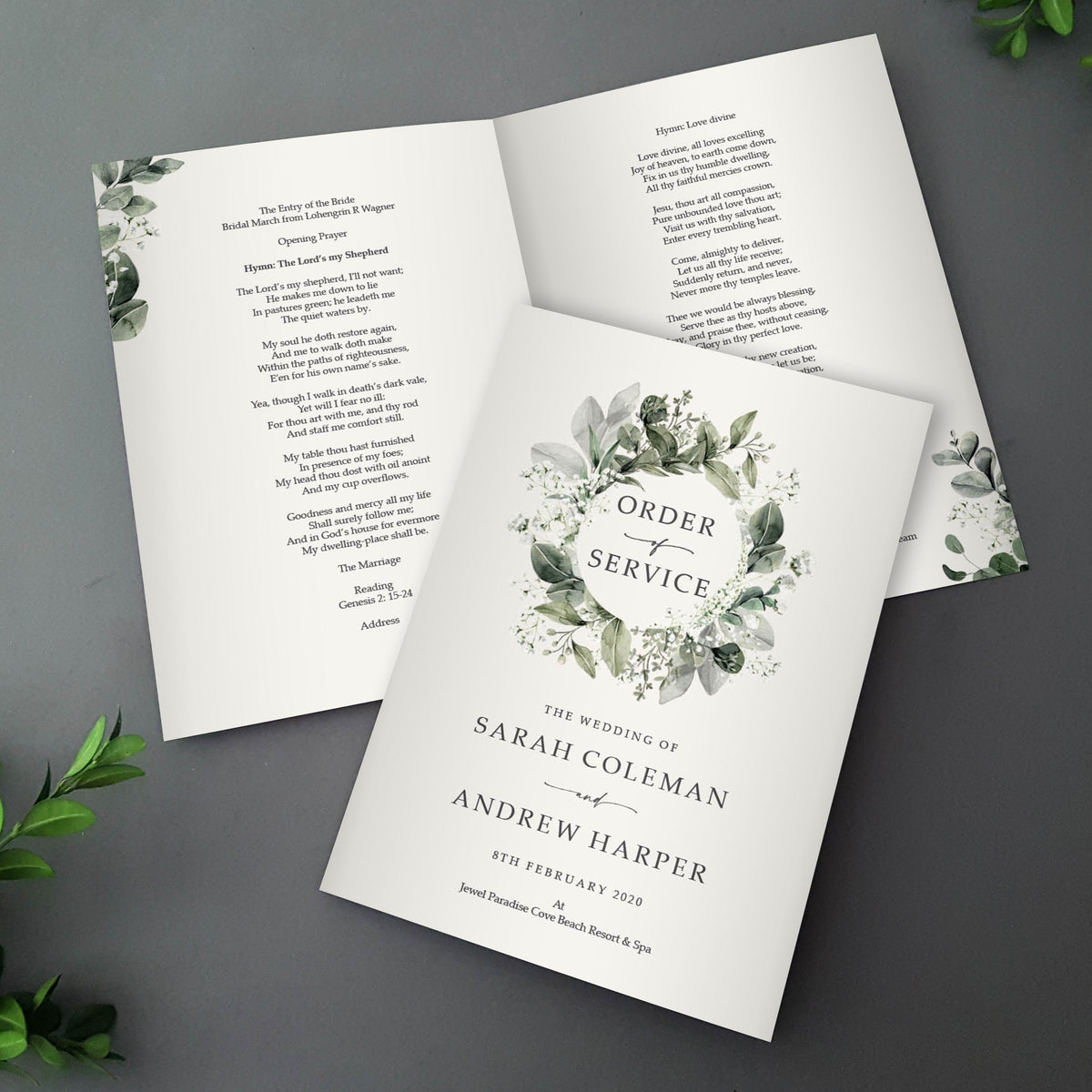 Baby's Breath Order of Service for Weddings