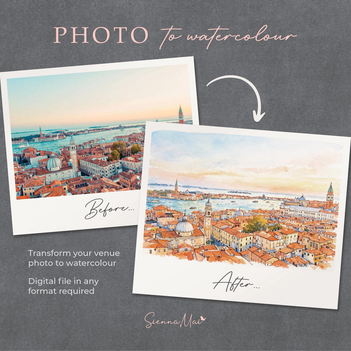 Destination Watercolour Wedding Invitation Sample