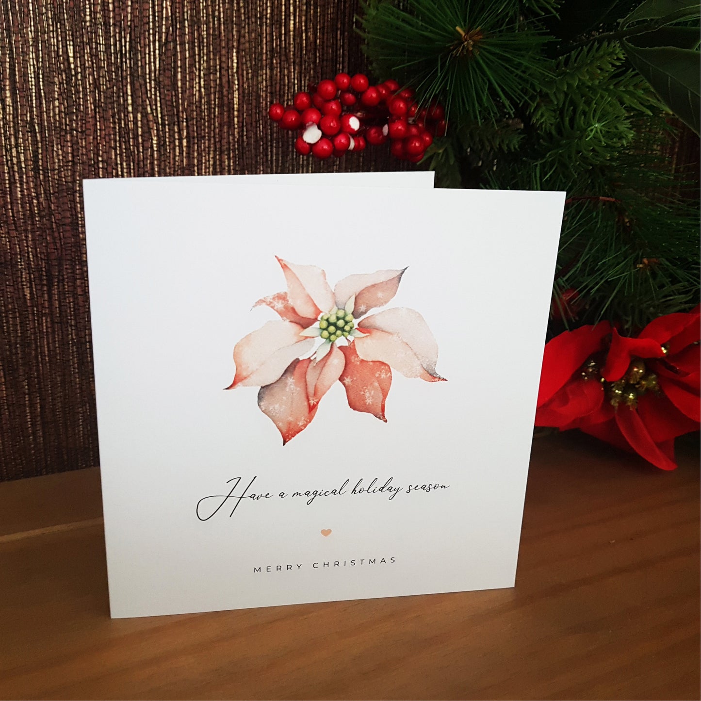 Handmade Christmas Cards - Set of 6 Folded Xmas Cards With Kraft Envelope Set