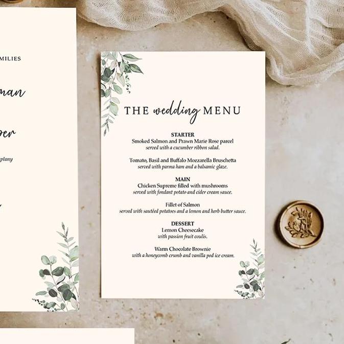 Venue wedding invitation set with envelopes, Watercolour illustration painting wedding invites, Finer Details, Menu Choices, RSVP & Menu