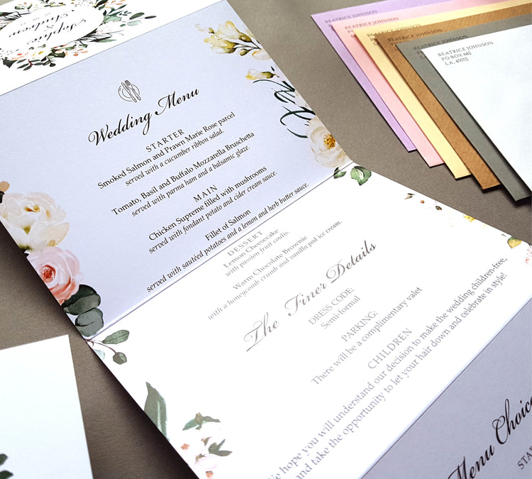 Wildflower Concertina Wedding Invitations Sample