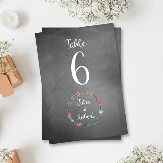 02 Floral Chalkboard Name or Table Number