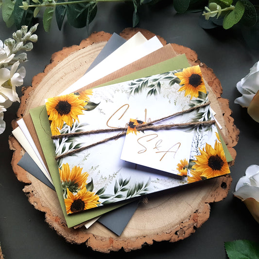 Sunflower Concertina Wedding Invitation Sample