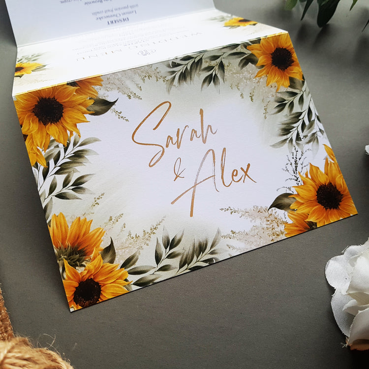 Sunflower Concertina Wedding Invitation Sample