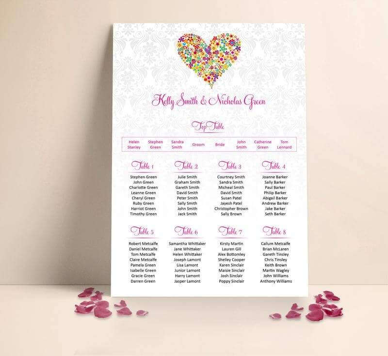Art Heart Wedding Table plan Seating Planner
