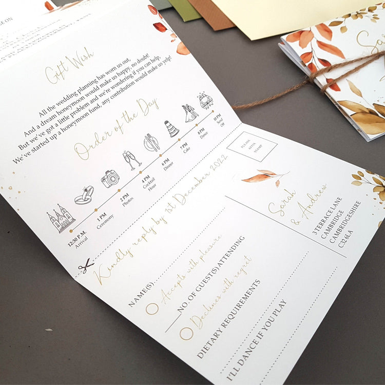 Autumn Concertina Wedding Invitations