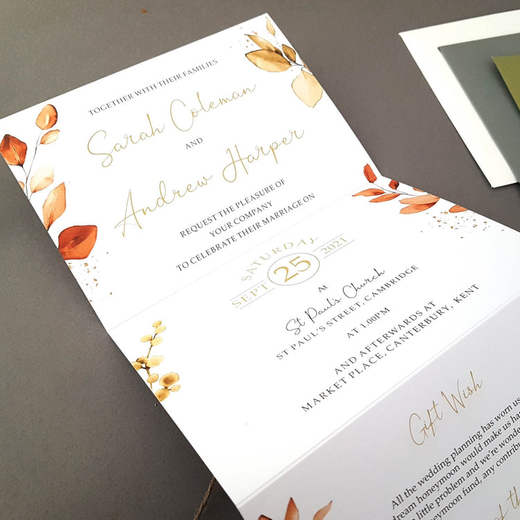 Autumn Concertina Wedding Invitations