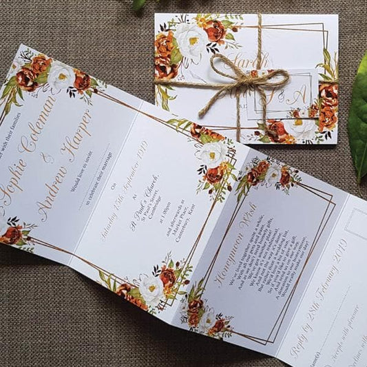 Autumn Copper Wedding Invitation Sample
