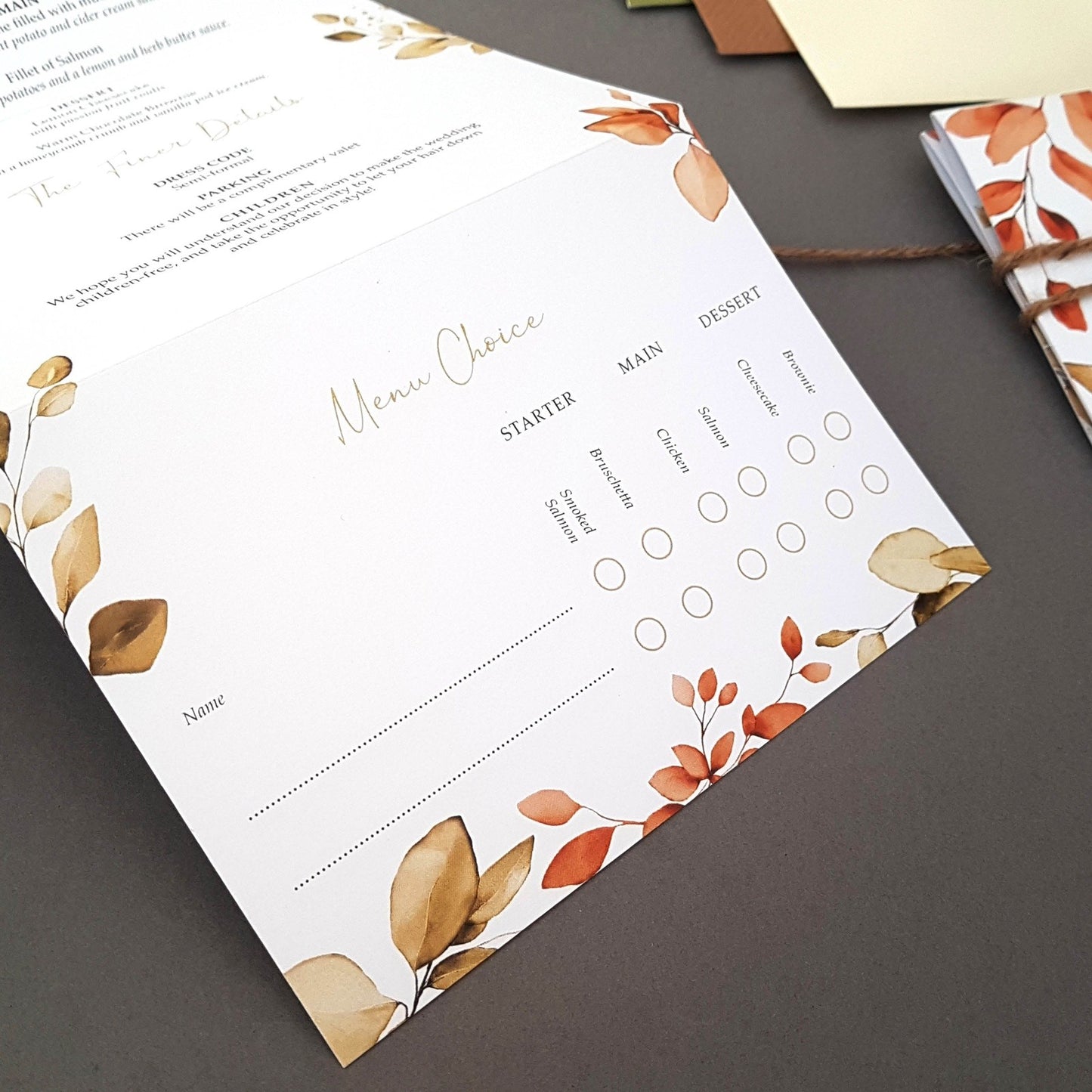 Autumn Eucalyptus Wedding Invitations Sample