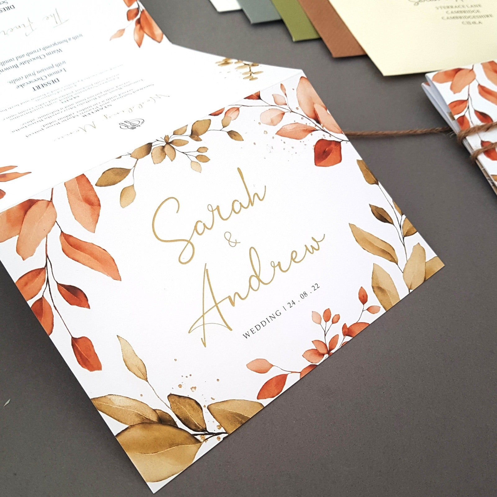 Autumn Eucalyptus Wedding Invitations Sample