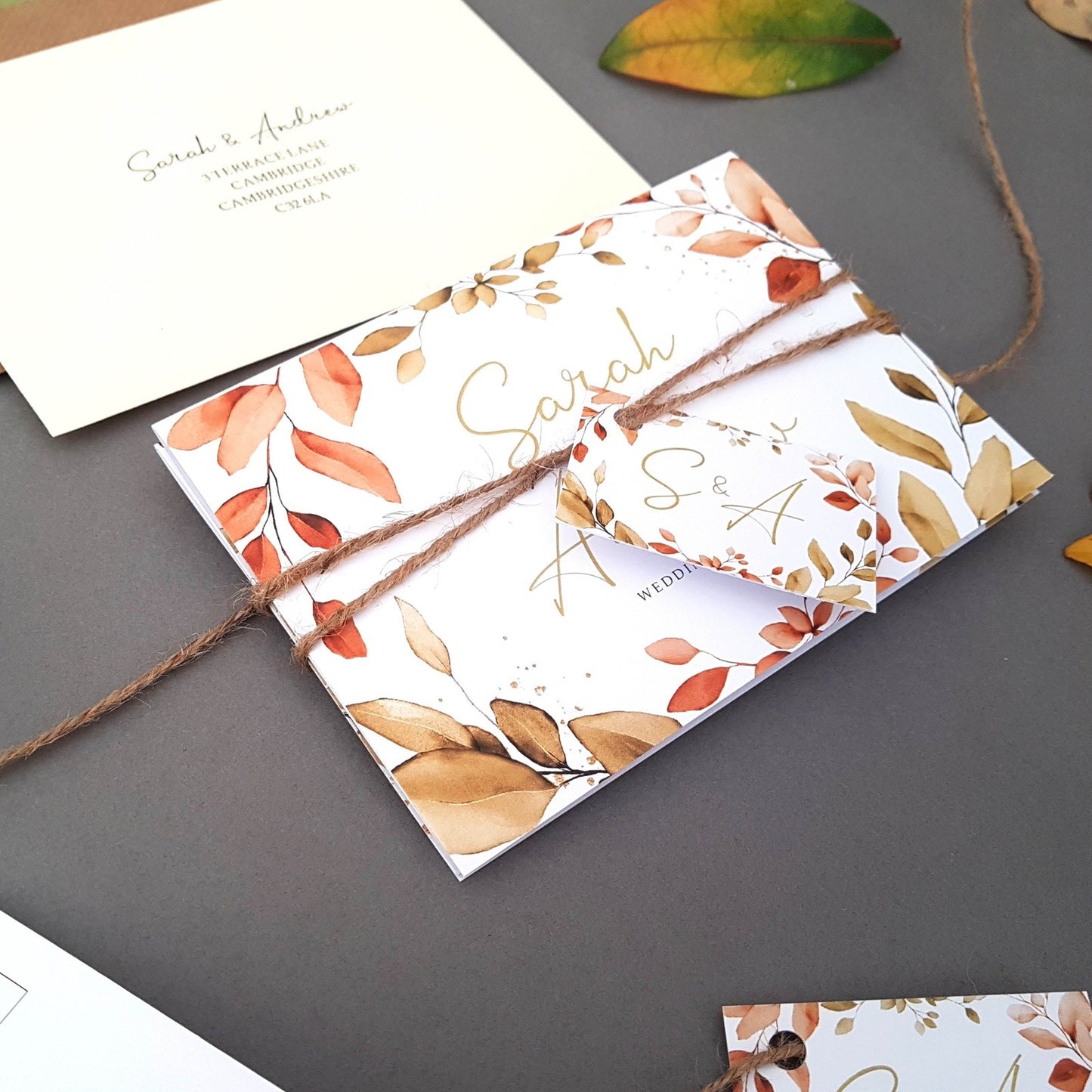Autumn Eucalyptus Wedding Invitations Sample