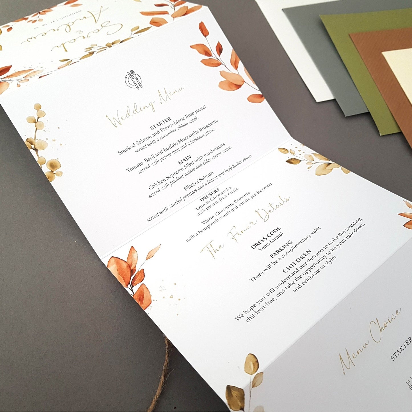 Autumn Eucalyptus Wedding Invitations Sample