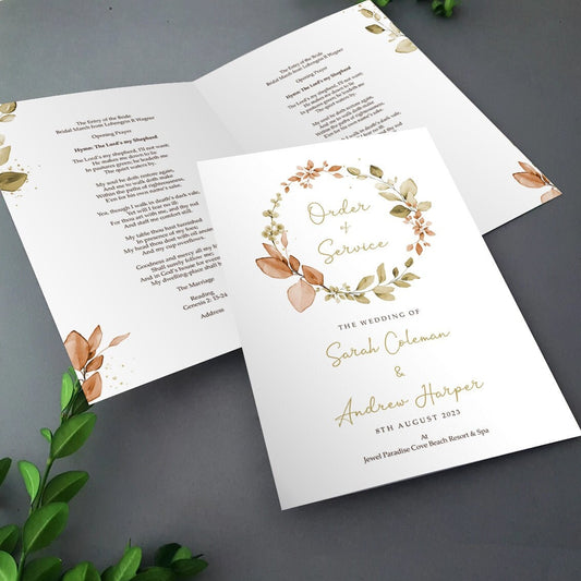 Autumn Eucalyptus Wedding Order of Service