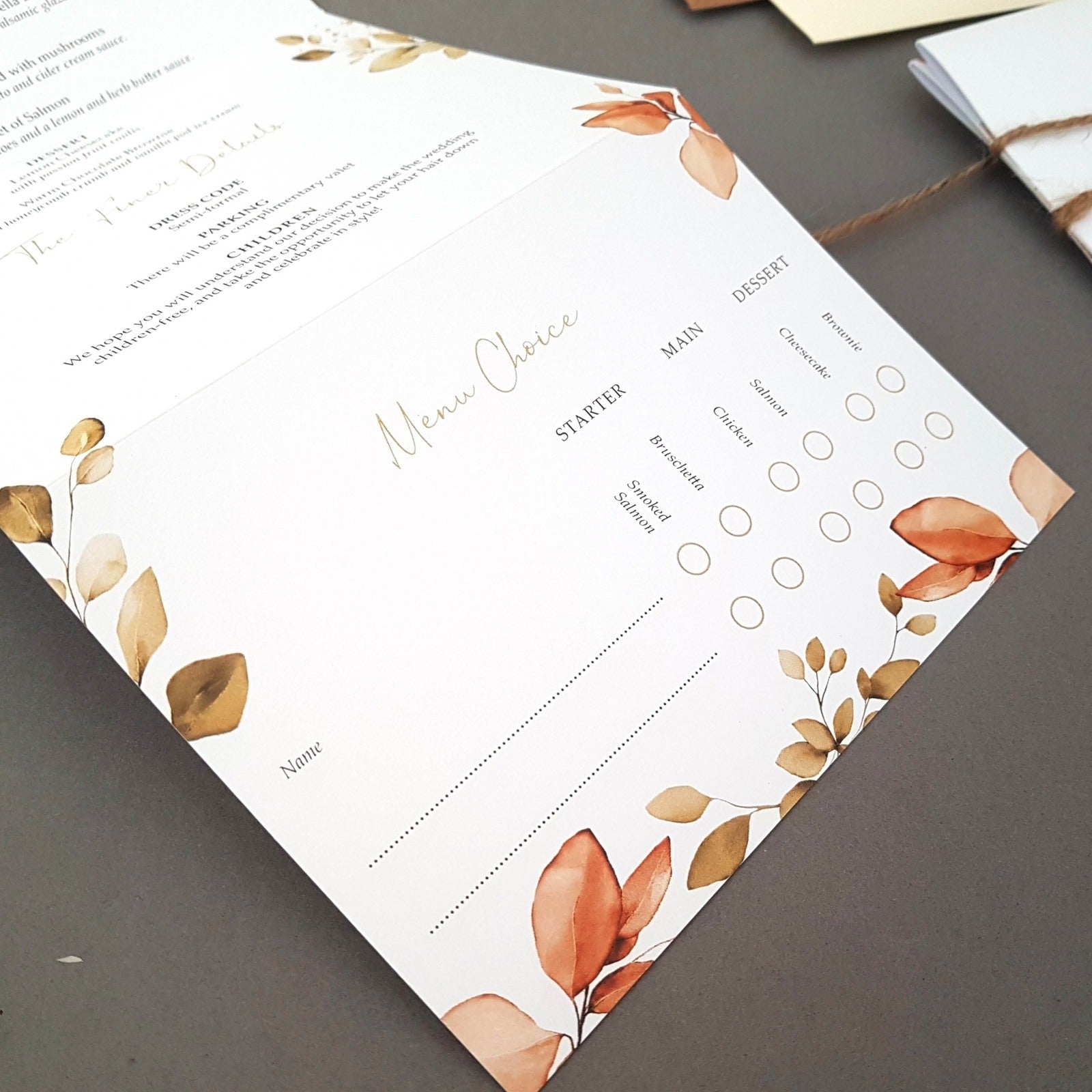 Autumn Eucalyptus Wreath Concertina Wedding Invitations Sample