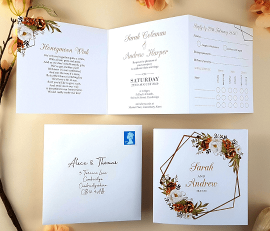 Autumn Fall Floral Trifold Wedding Invitations
