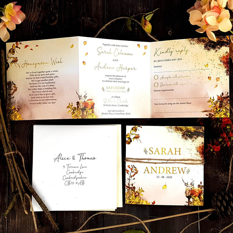 Autumn Fall Trifold Wedding Invitations