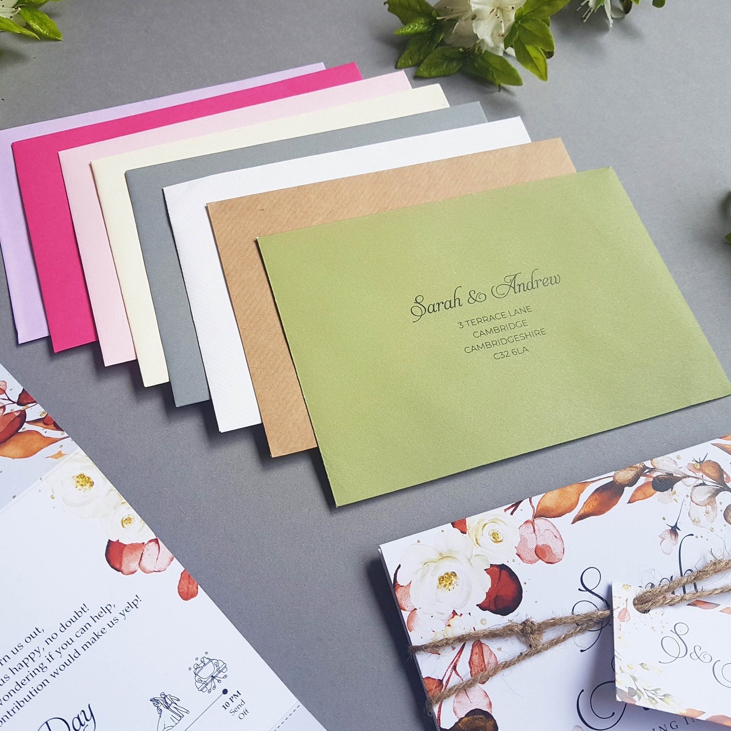 Autumn Floral Eucalyptus Wedding Invitations Sample