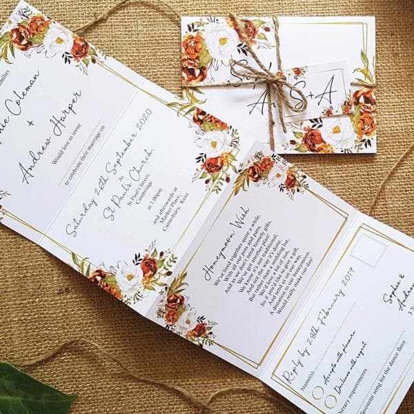 Autumn Gold Wedding Invitation Sample
