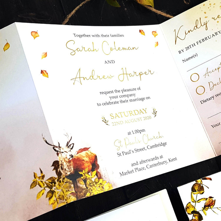 Autumn Trifold Wedding Invitation Sample