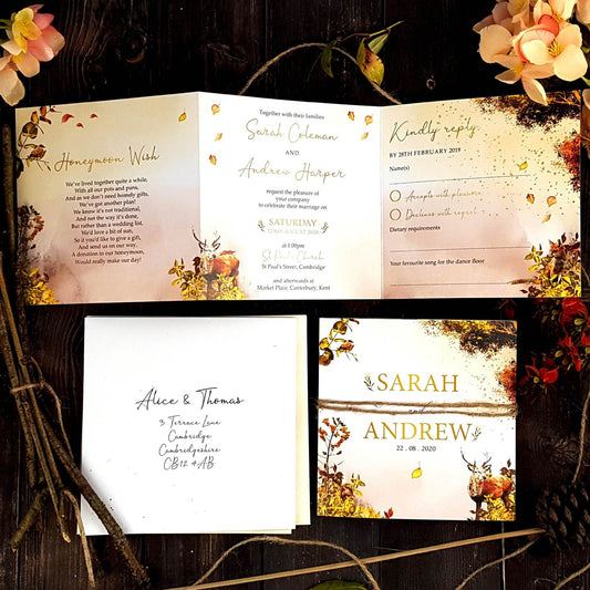 Autumn Trifold Wedding Invitation Sample