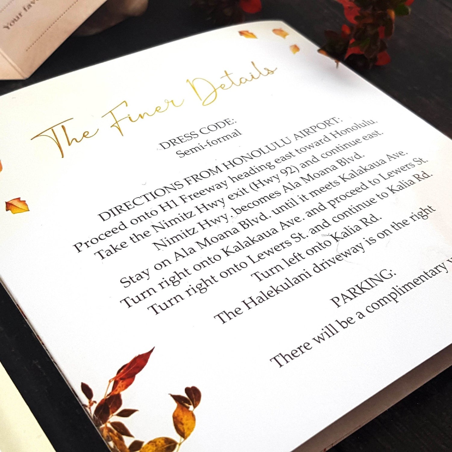 Autumn Trifold Wedding Invitation Sample