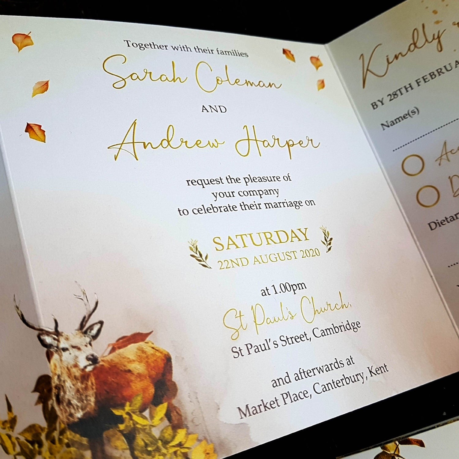 Autumn Trifold Wedding Invitation Sample