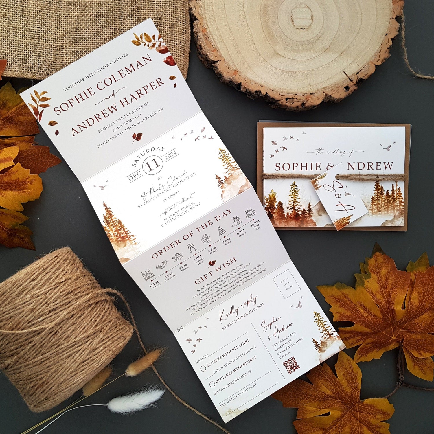 Autumn Woodland Wedding Invitations Sample