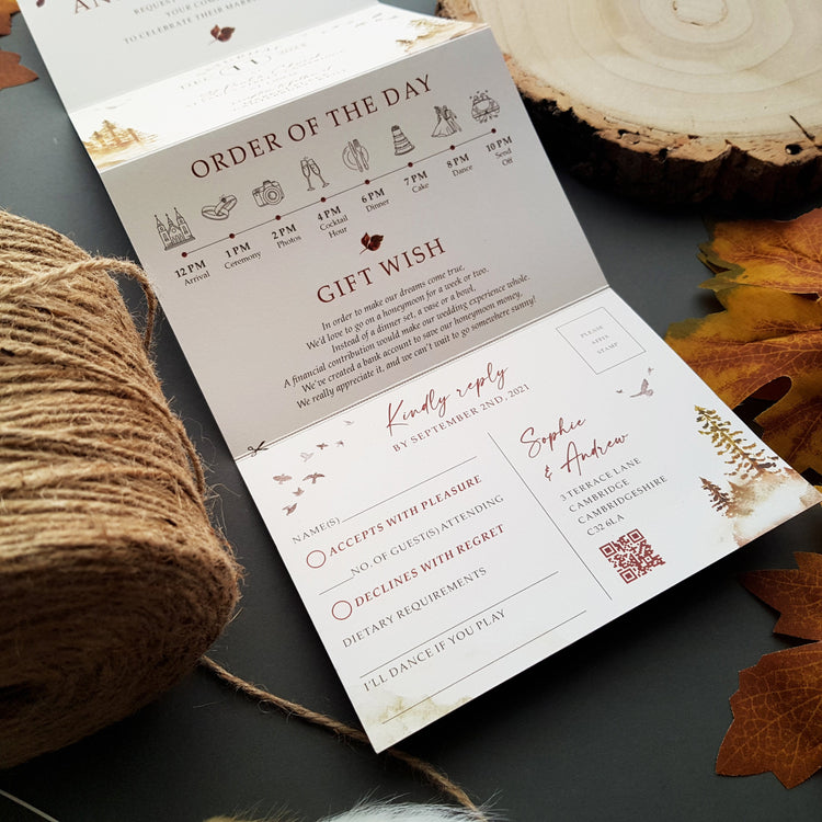 Autumn Woodland Wedding Invitations Sample