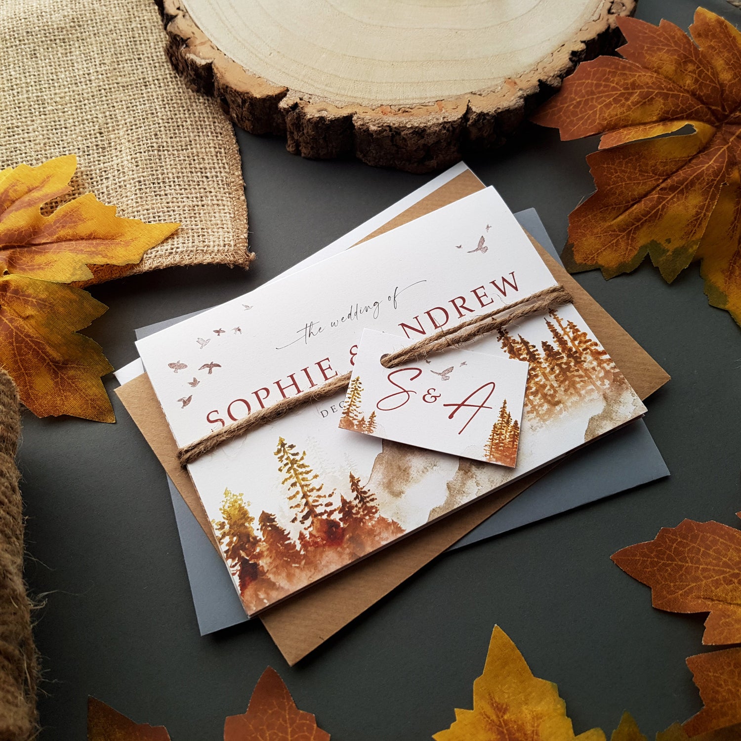 Autumn Woodland Wedding Invitations Sample